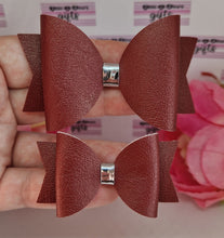 Load image into Gallery viewer, Medium or small burgundy leatherette bow.
