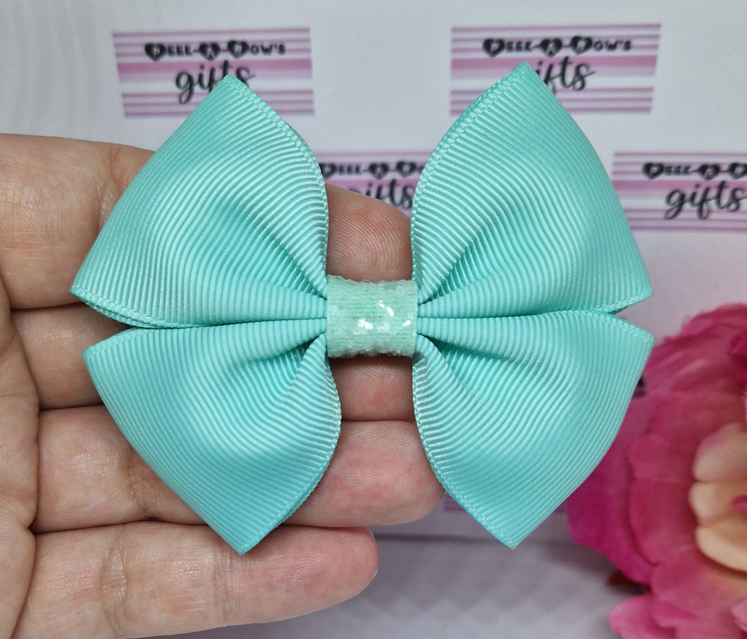 Medium aqua ribbon bow