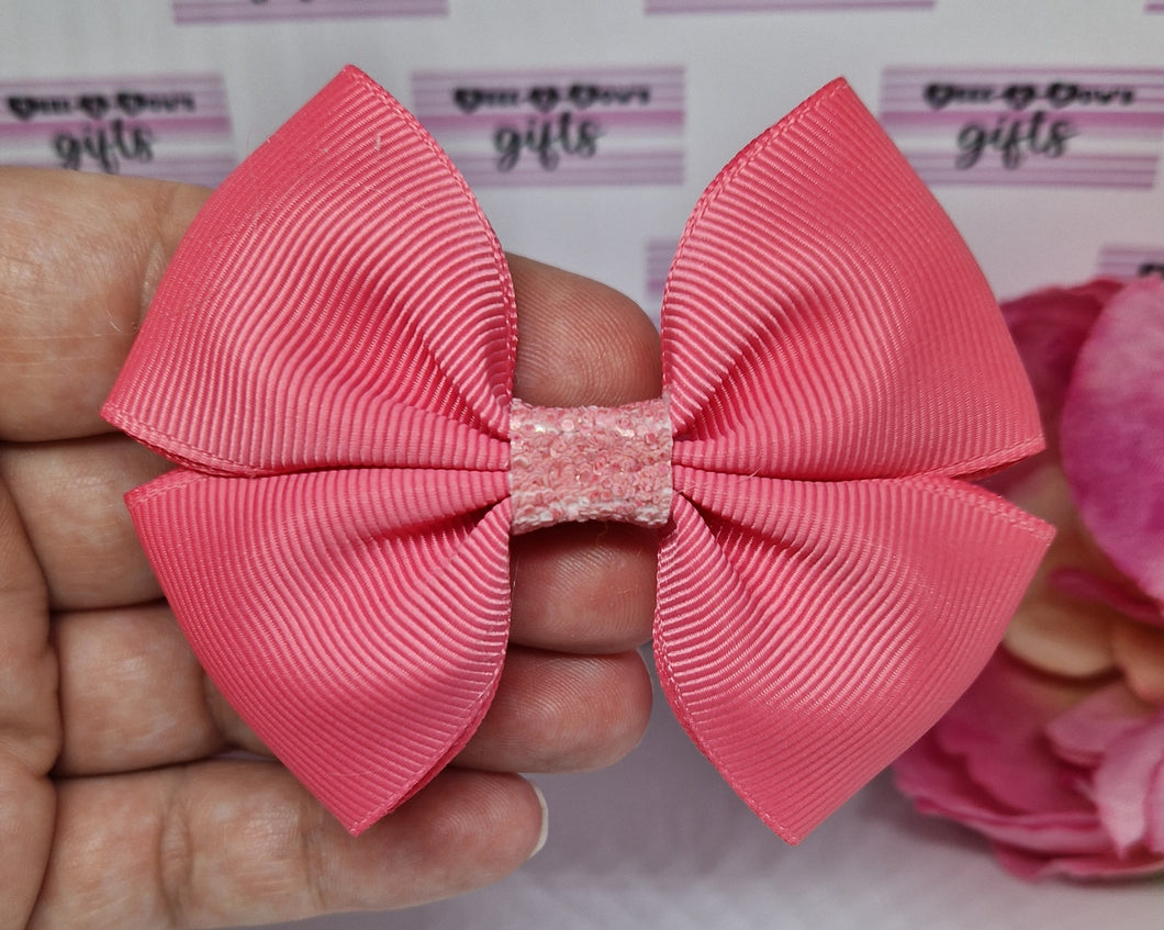 Medium coral rose ribbon bow