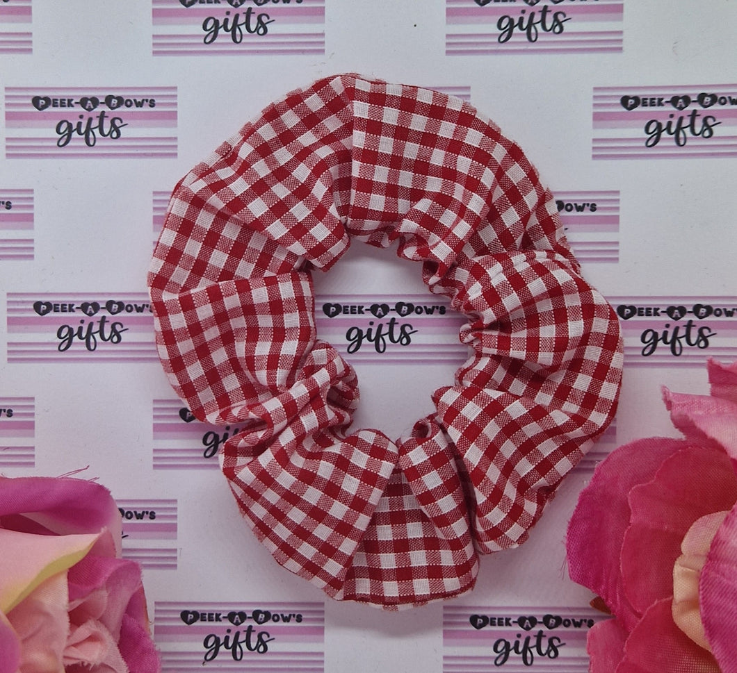 Red gingham cotton scrunchie