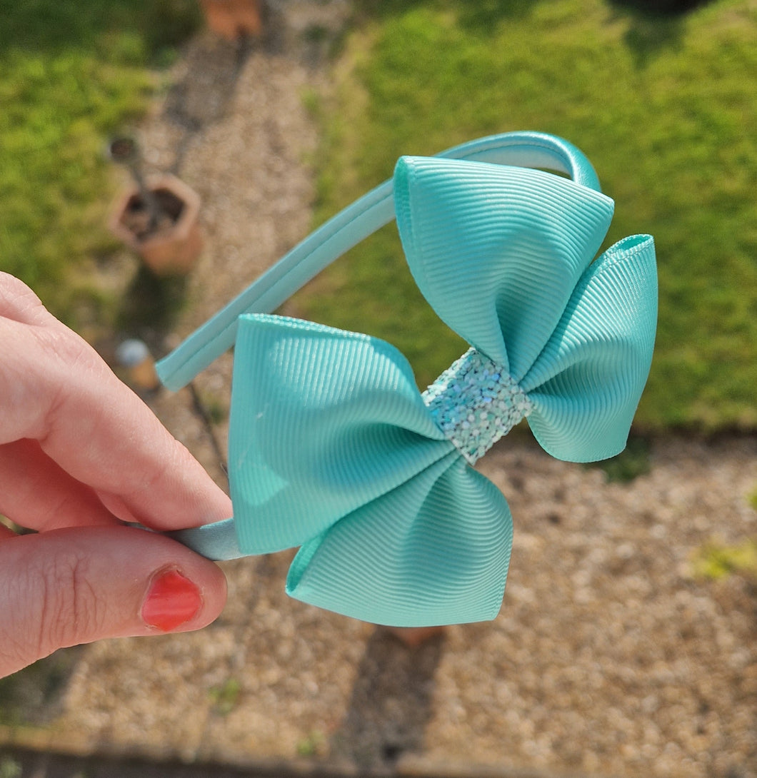 Mint ribbon bow headband