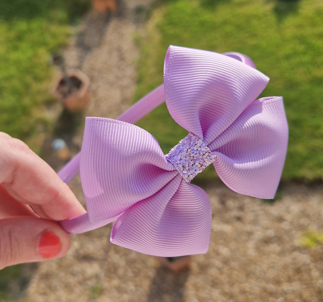 Lilac ribbon bow headband