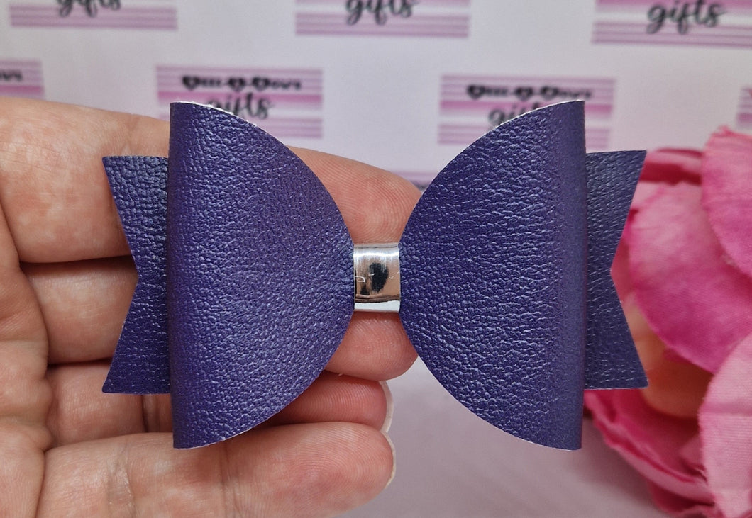 Navy medium or small leatherette bow