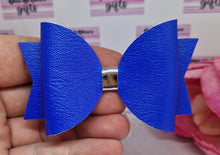 Load image into Gallery viewer, Royal blue medium or small leatherette bow
