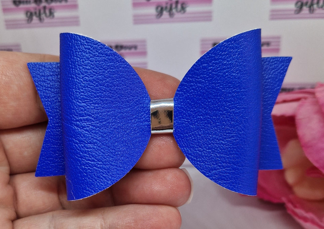 Royal blue medium or small leatherette bow