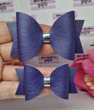 Load image into Gallery viewer, Navy medium or small leatherette bow
