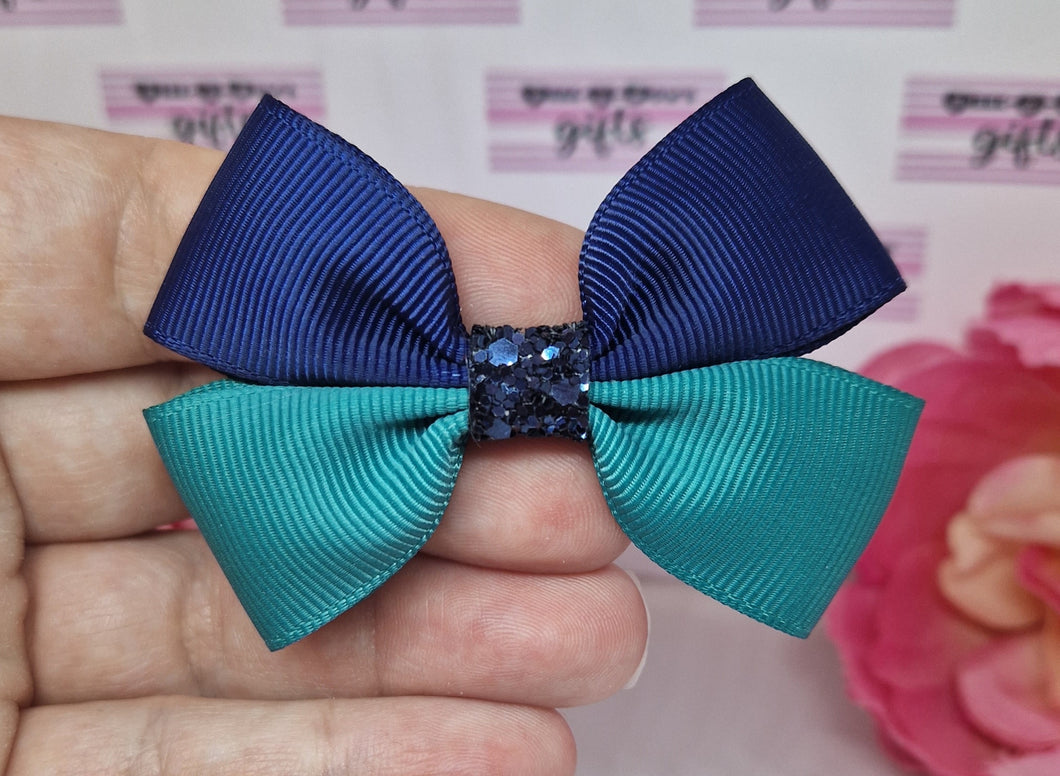 Navy and jade ribbon bow