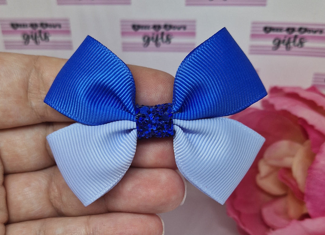 Royal and light blue ribbon bow