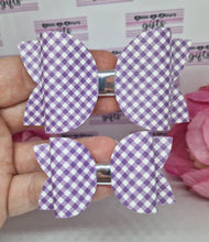 Load image into Gallery viewer, Purple gingham leatherette bow
