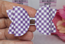 Load image into Gallery viewer, Purple gingham leatherette bow
