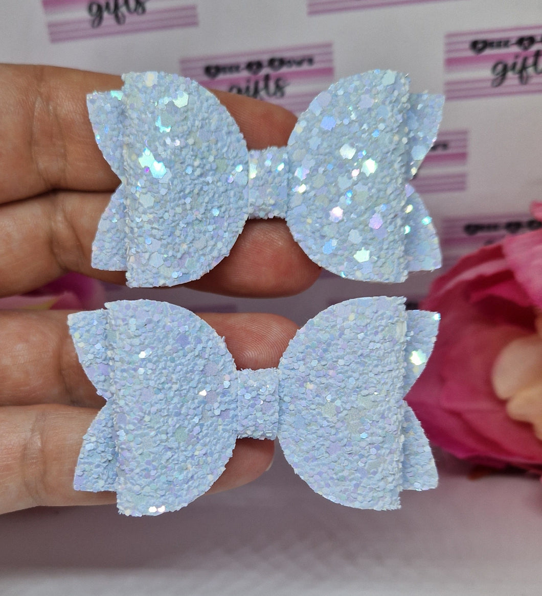 Baby blue glitter pigtail set