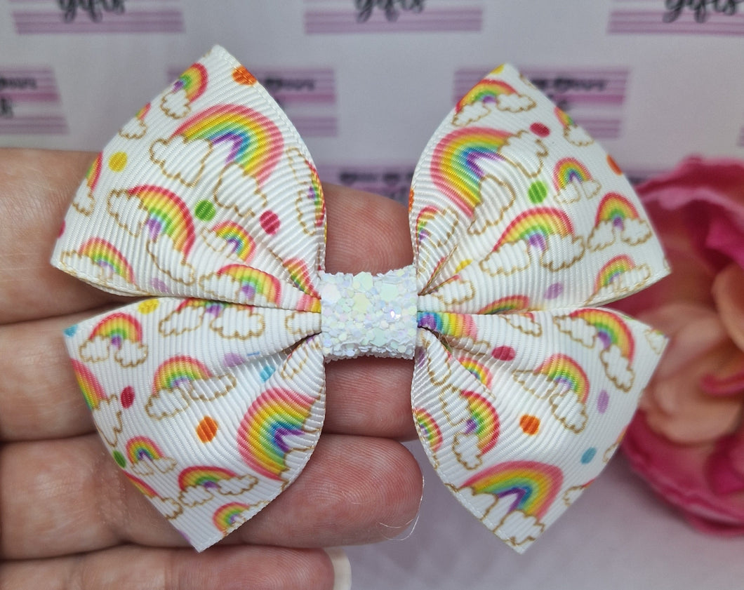 Medium rainbows gallore ribbon bow