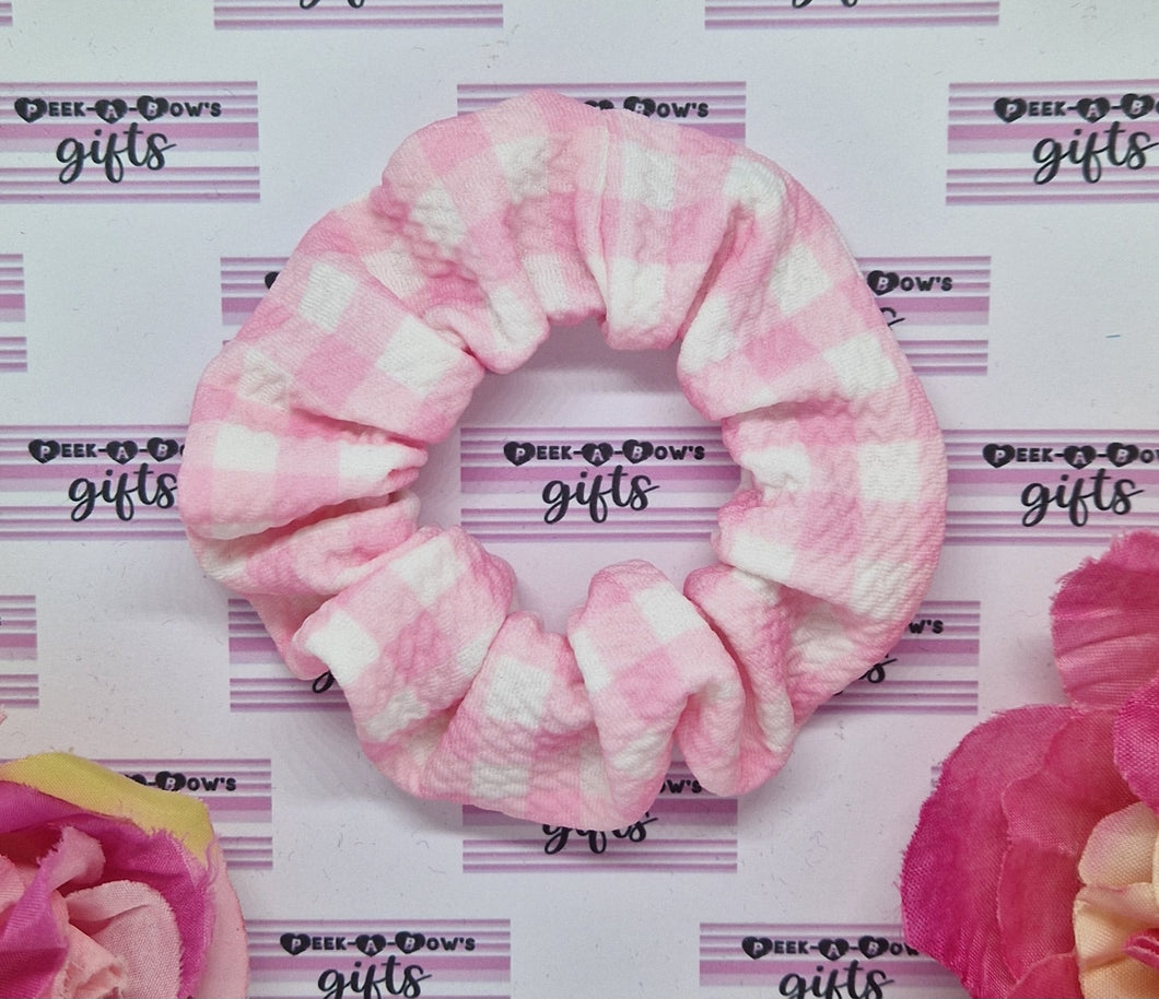 Pink gingham scrunchie