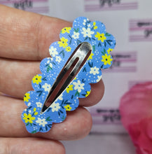 Load image into Gallery viewer, Blue mini floral bow and snapclips
