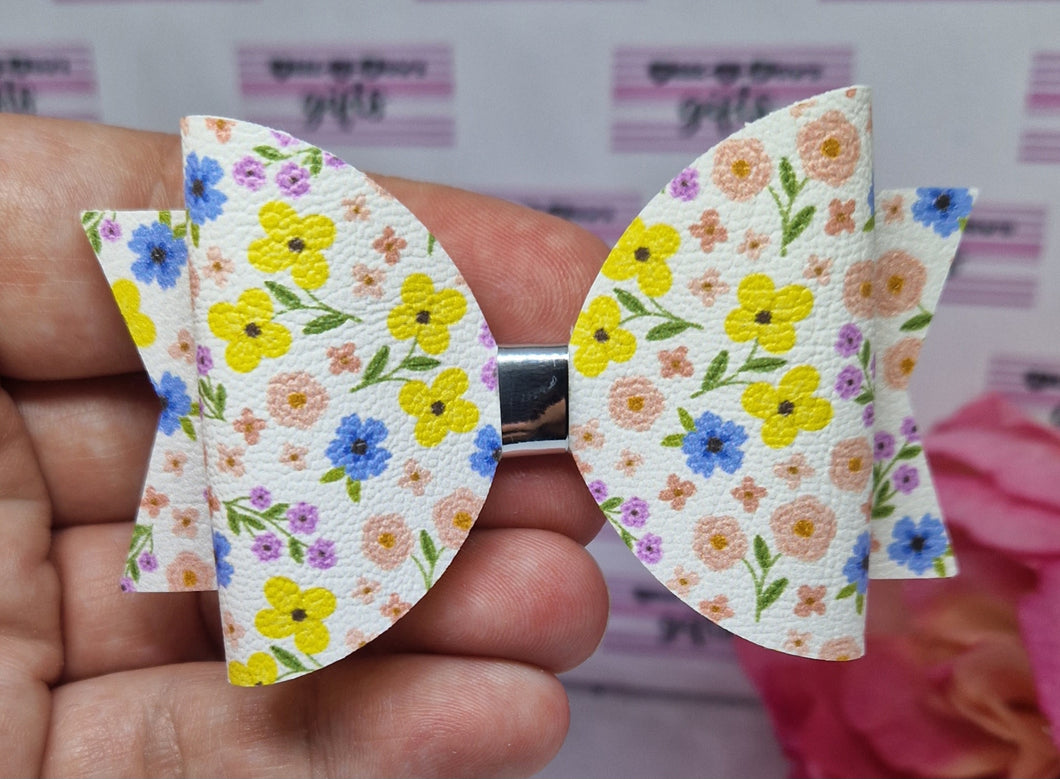 Summer floral bow and snap clips