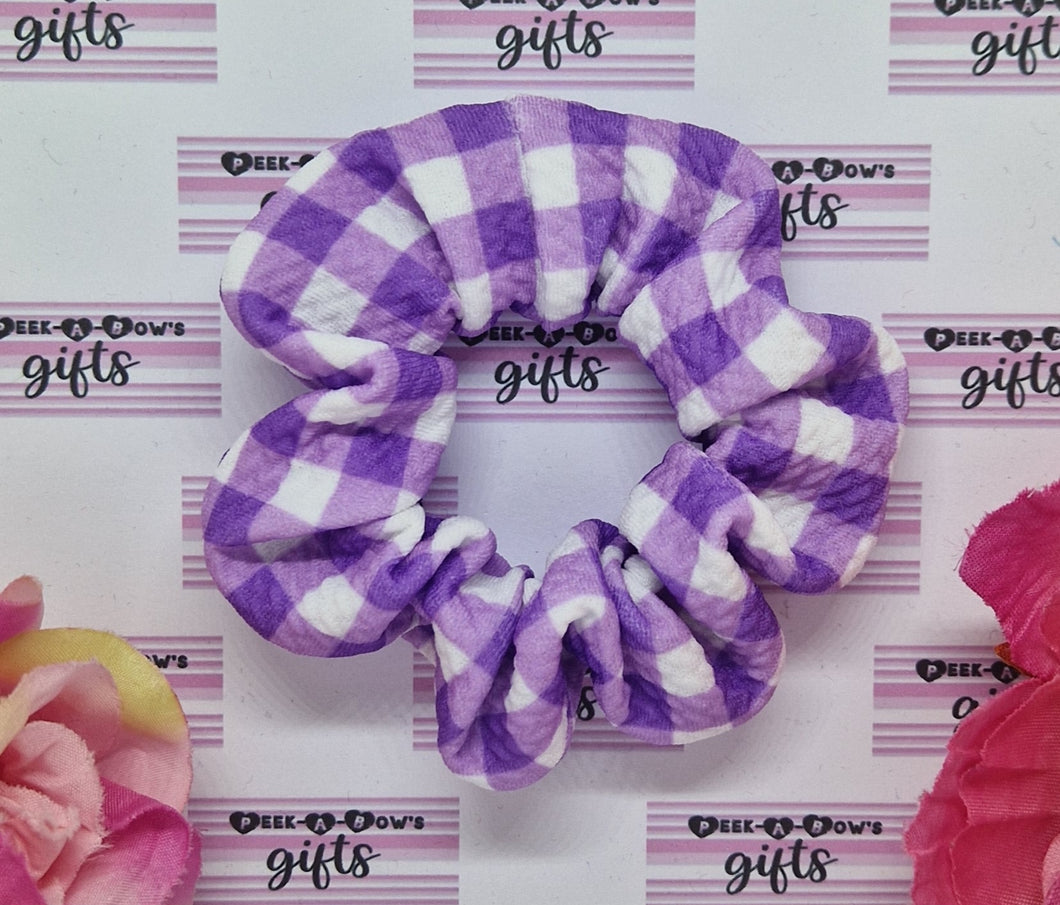 Purple gingham scrunchie