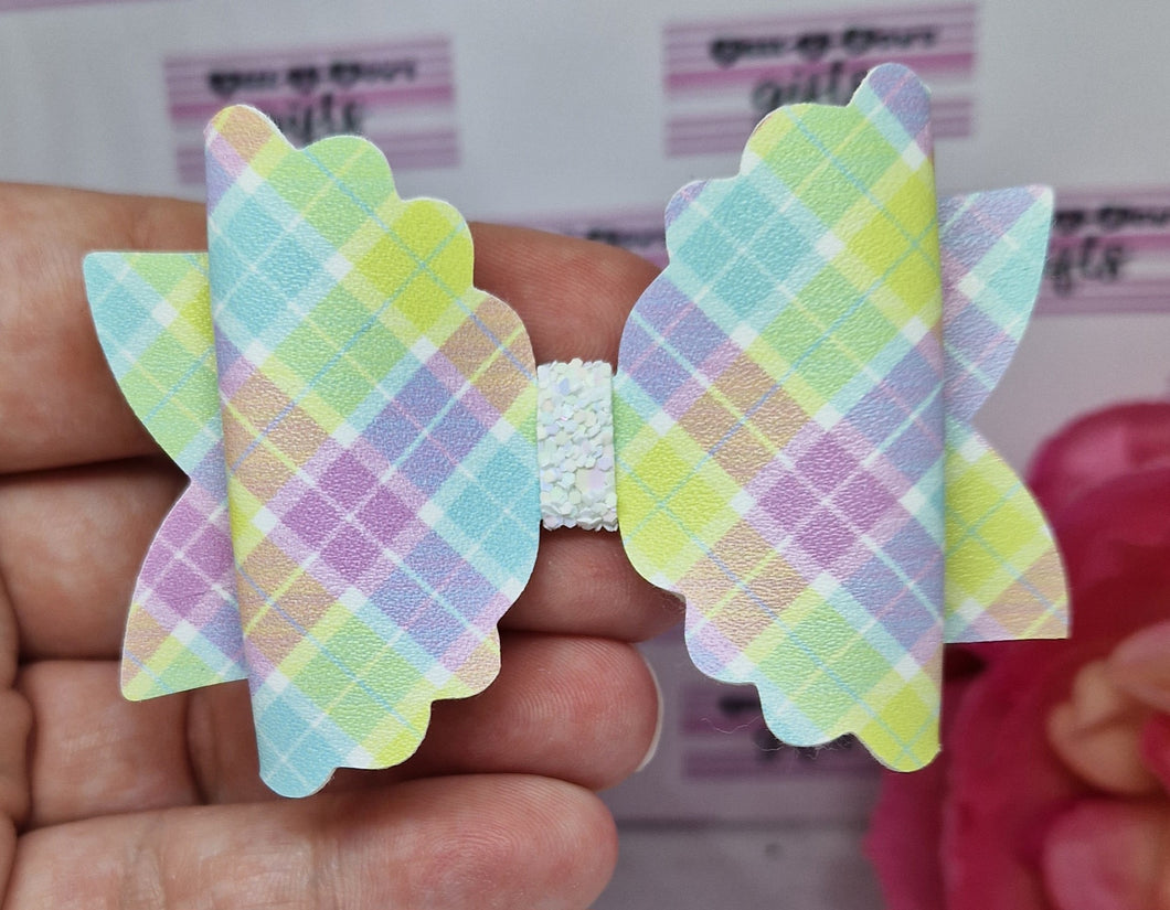 Rainbow plaid bow