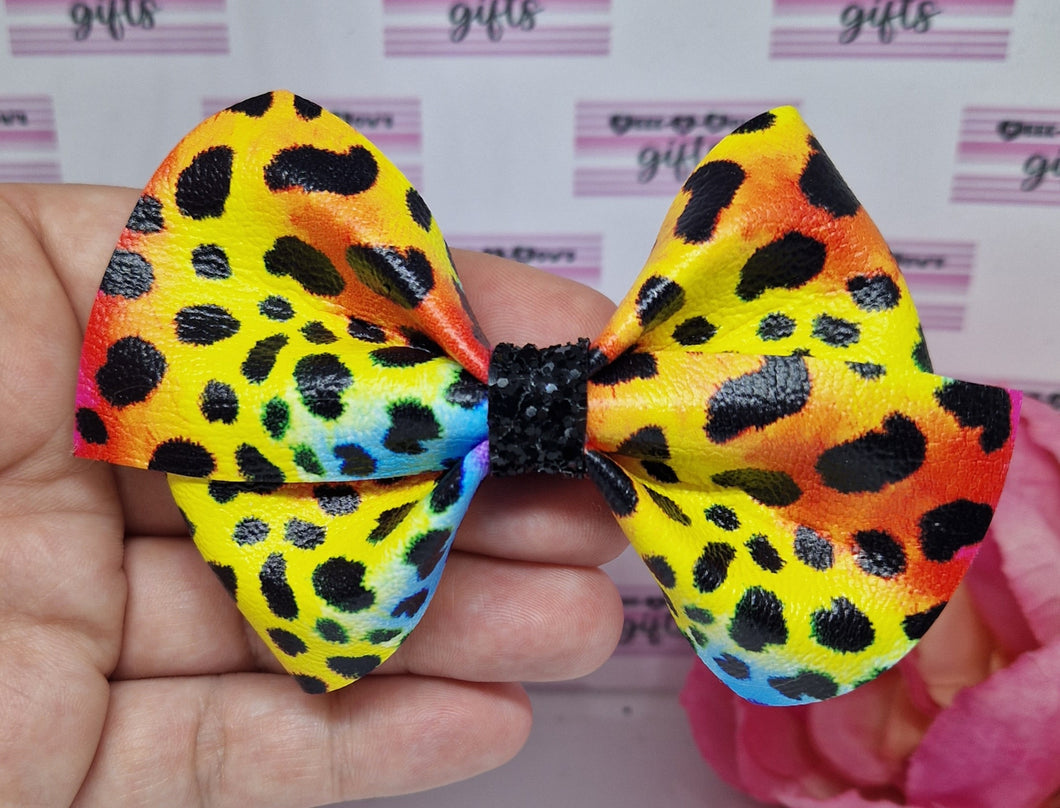 Neon leopard print bow