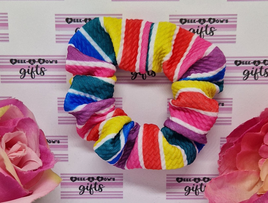 Chunky rainbow stripe scrunchie