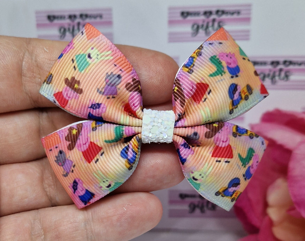 Small Peppa and friends ribbon bow