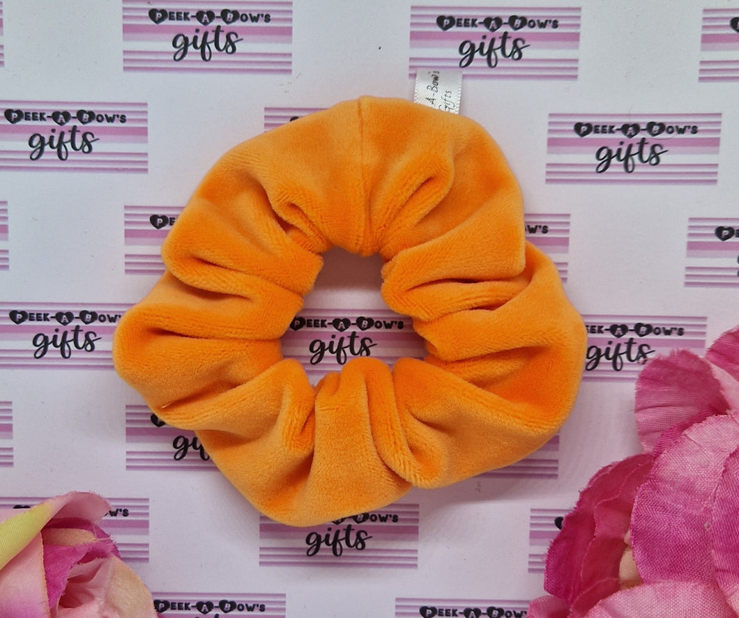 Orange plush velvet scrunchie