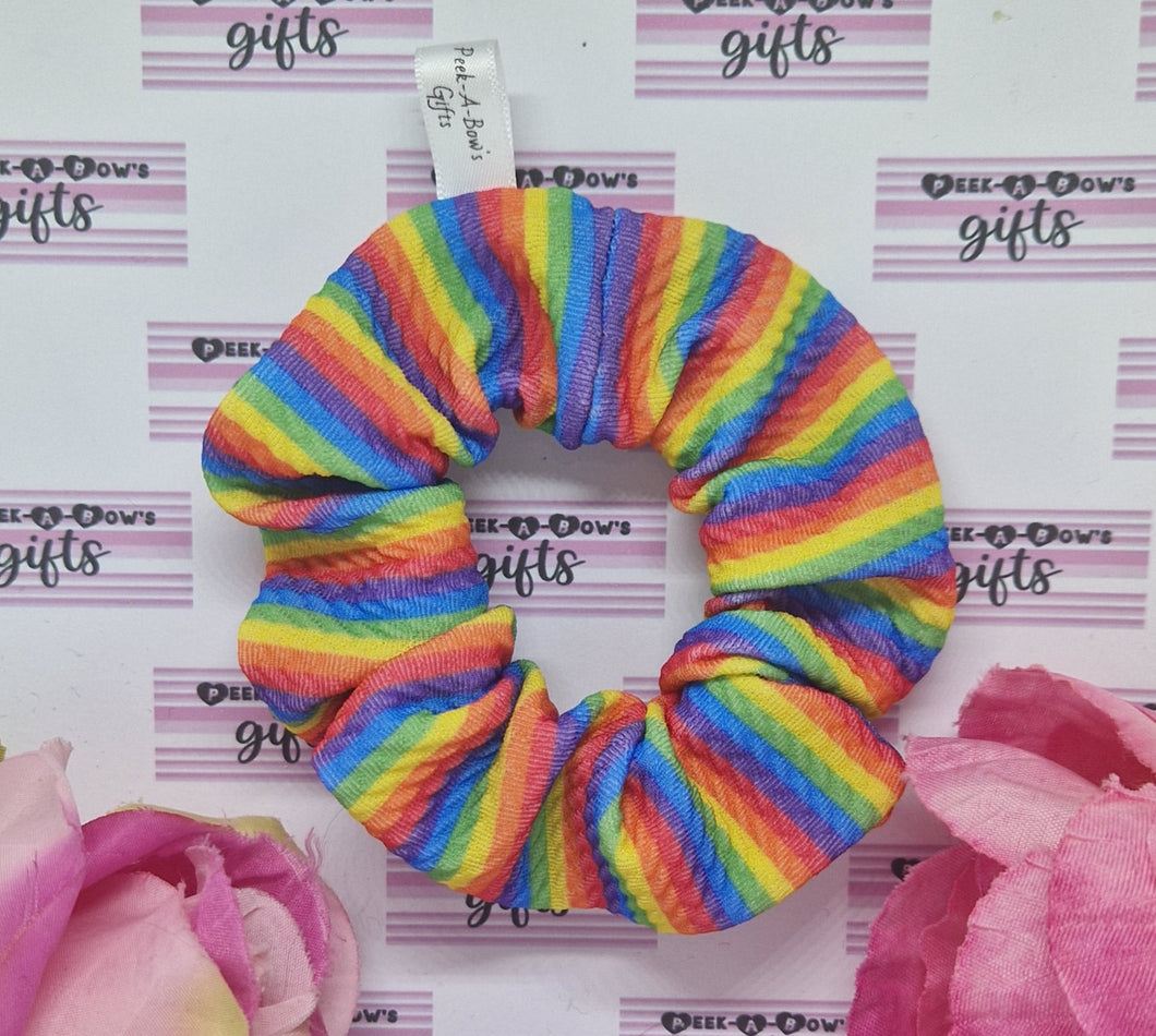 Rainbow pinstripe scrunchie