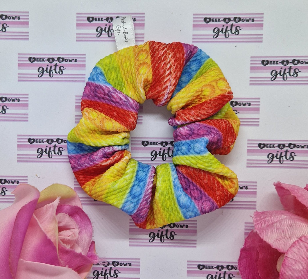 Bright rainbow poppit scrunchie