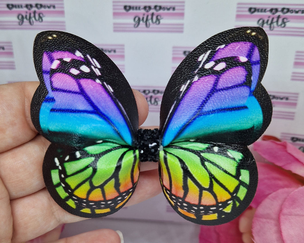 Watercolour rainbow butterfly pinch bow