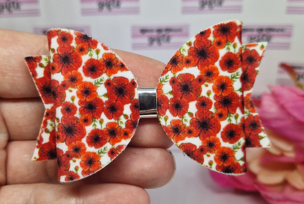 Velvet poppy medium bow