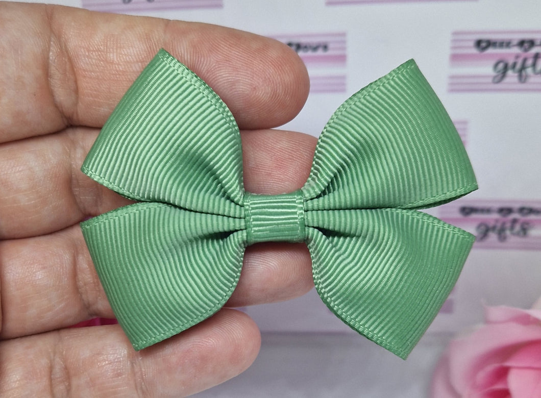 Sage green small ribbon bow