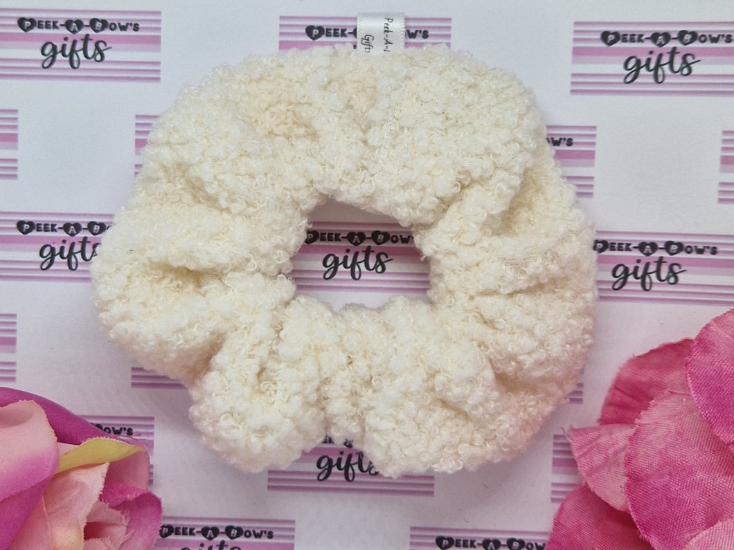 Cream teddy scrunchie