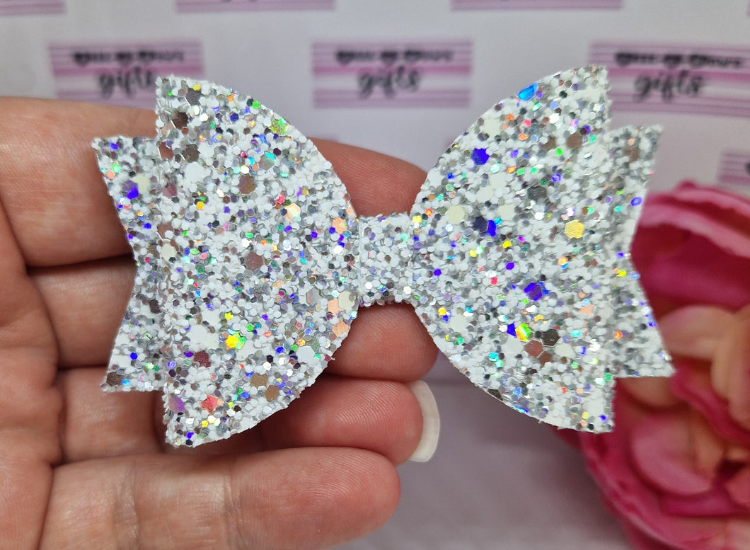 Snow sparkle glitter bow