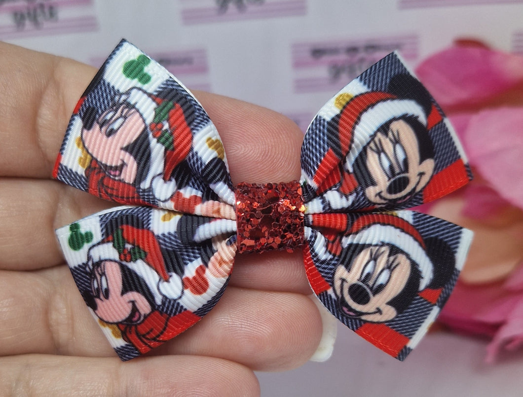 Christmas minnie small ribbon bow