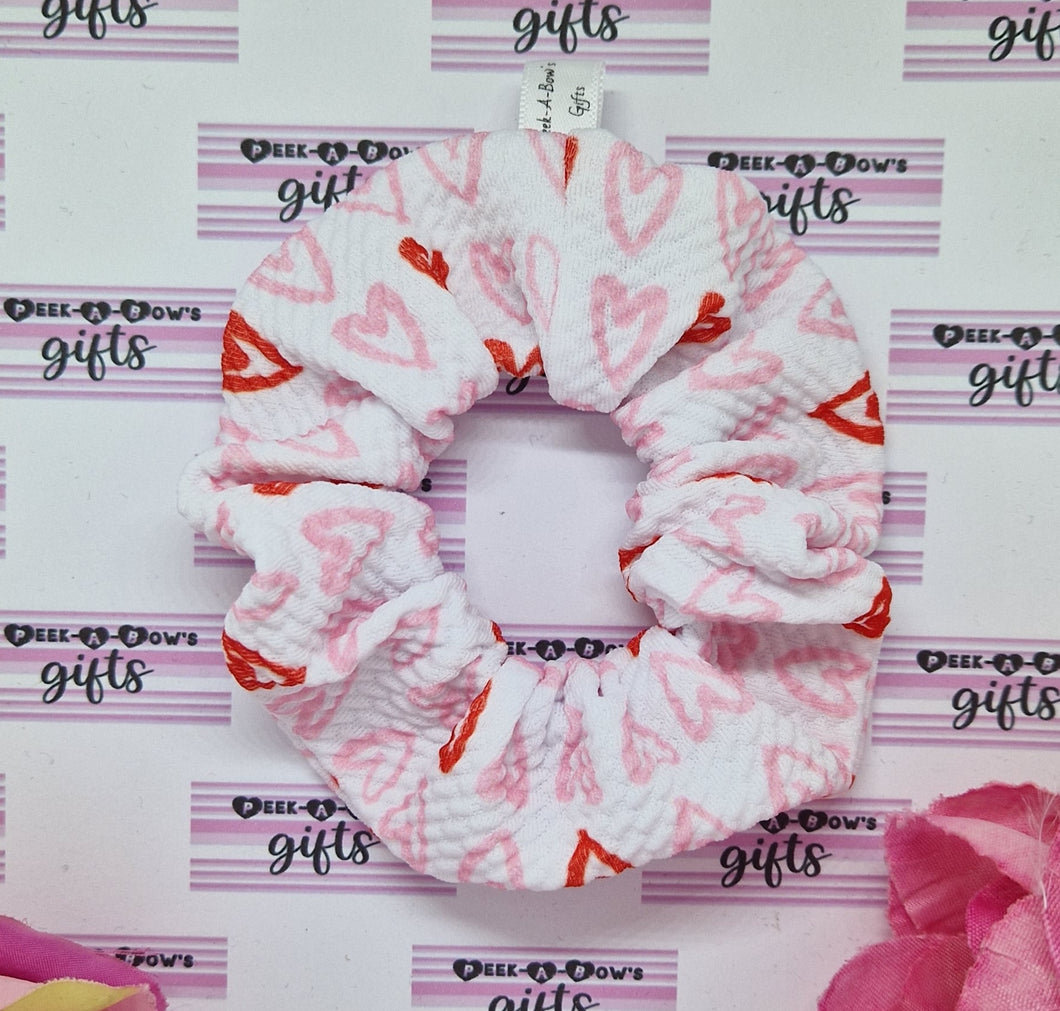 Pink and red hearts scrunchie