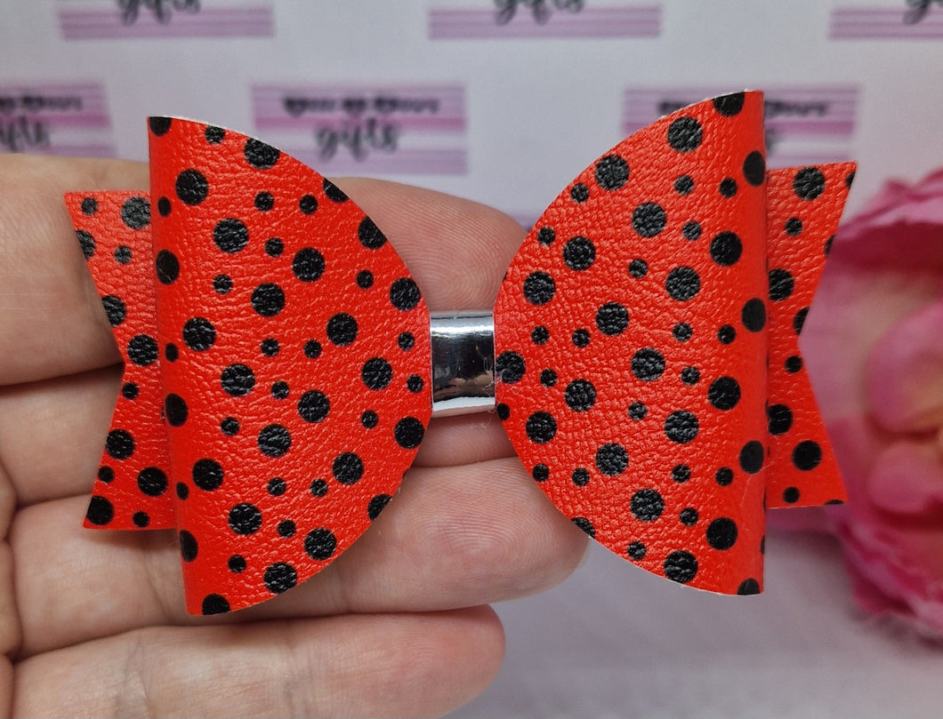 Ladybug leatherette bow