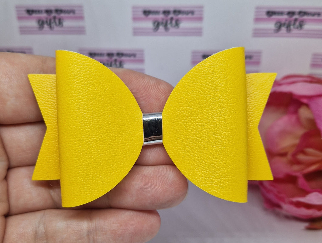 Mustard leatherette bow