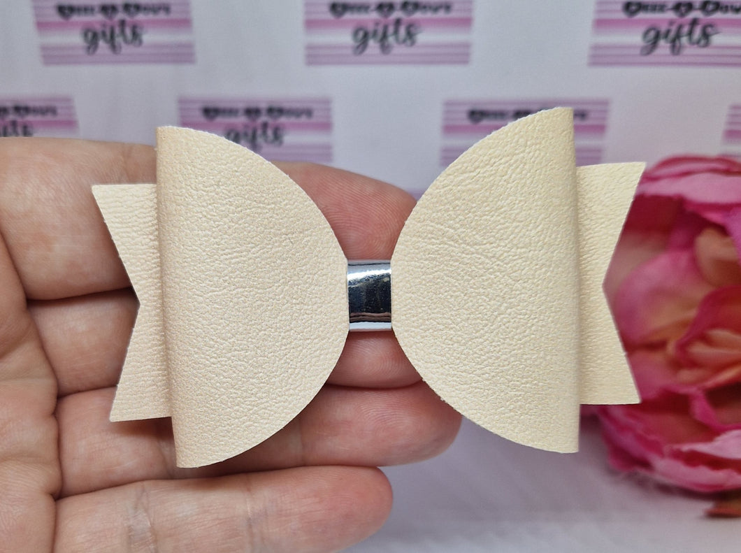 Pale peach leatherette bow