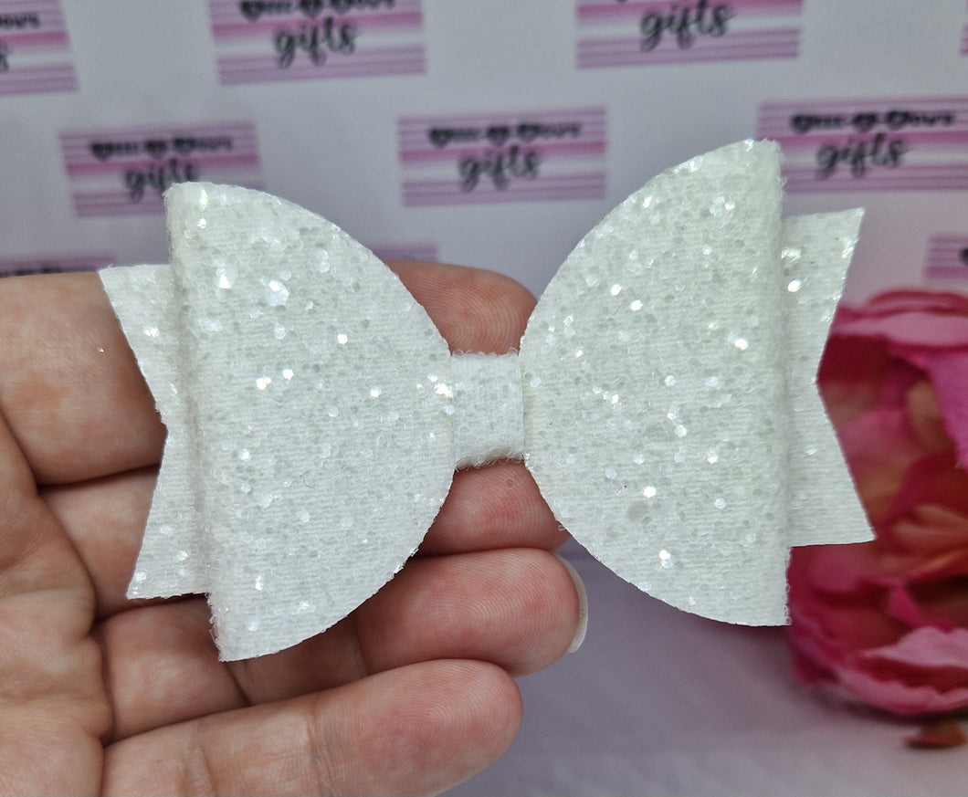 White sparkle glitter bow