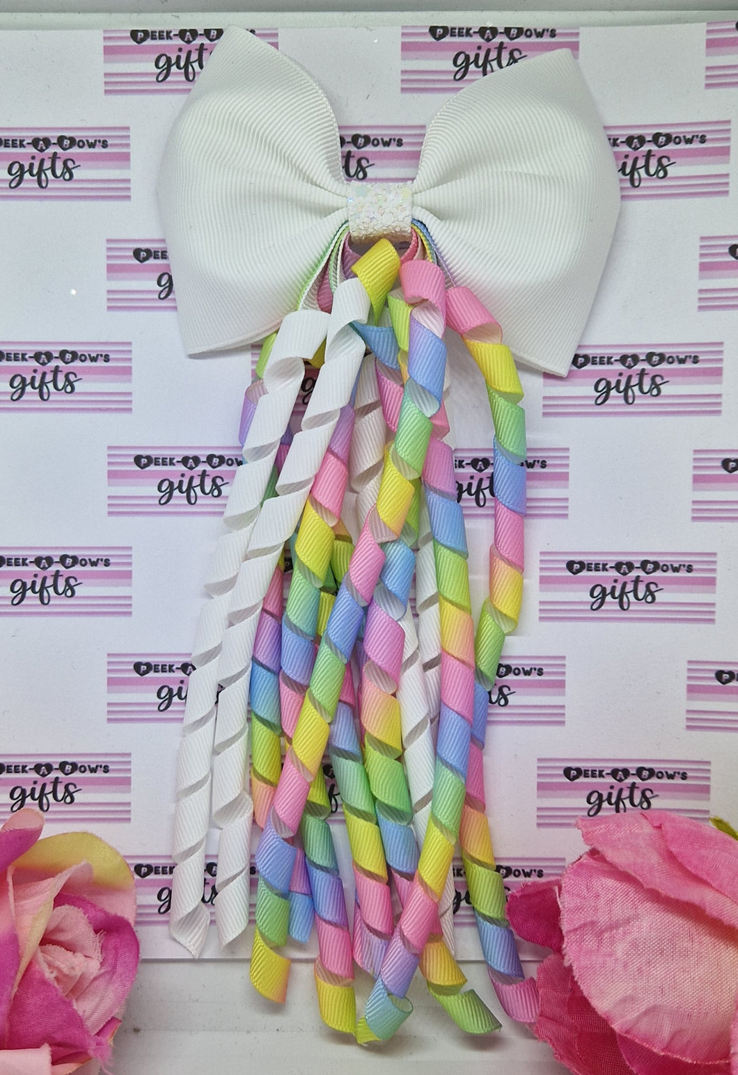 Pastel rainbow korker bow