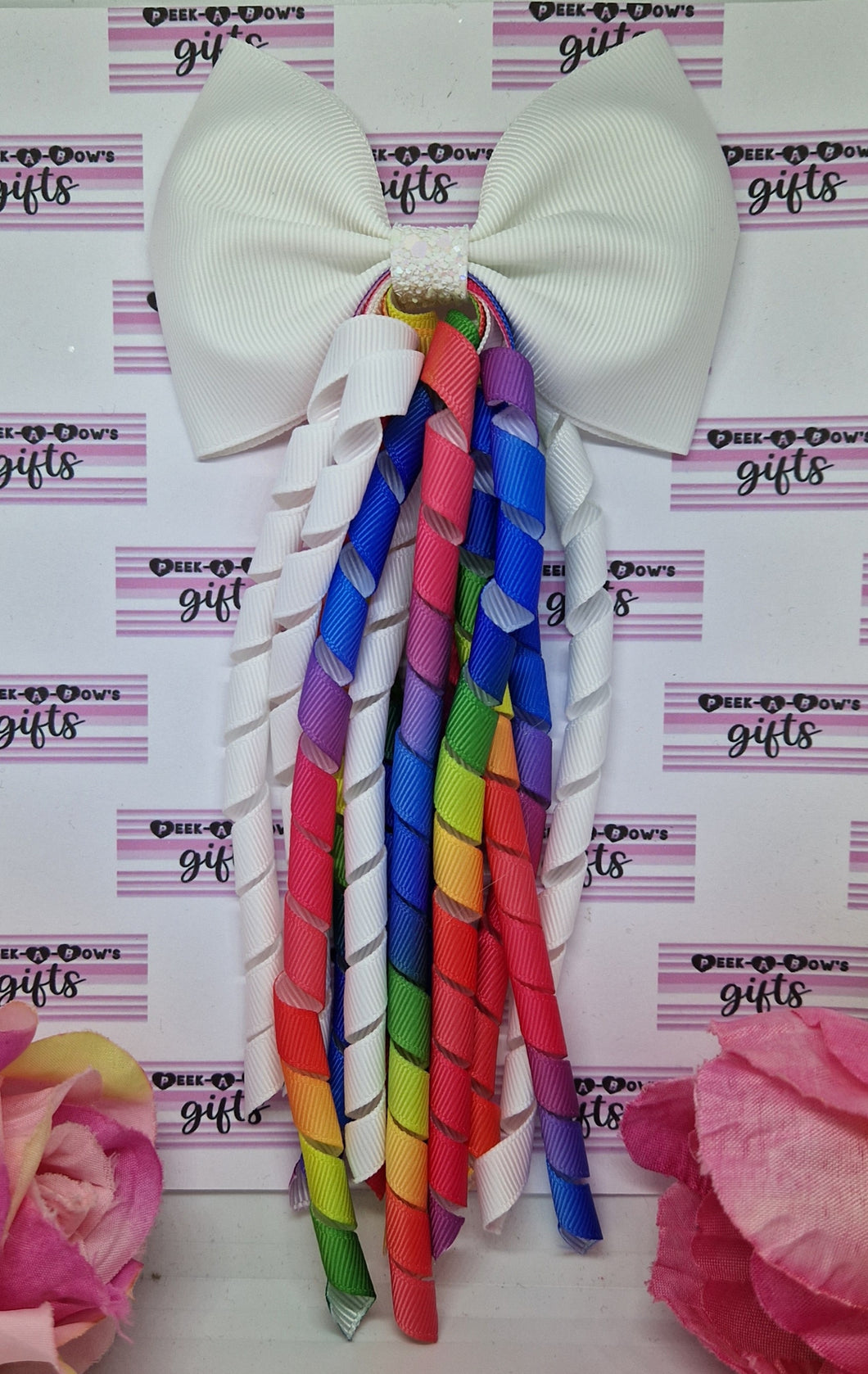 Bright rainbow korker bow