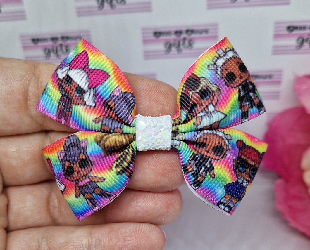 Small rainbow lol dolly ribbon bow