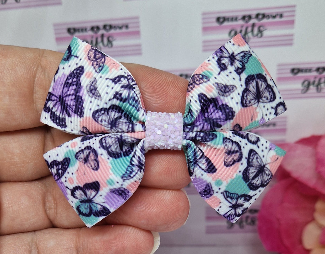 Small butterfly splatter ribbon bow