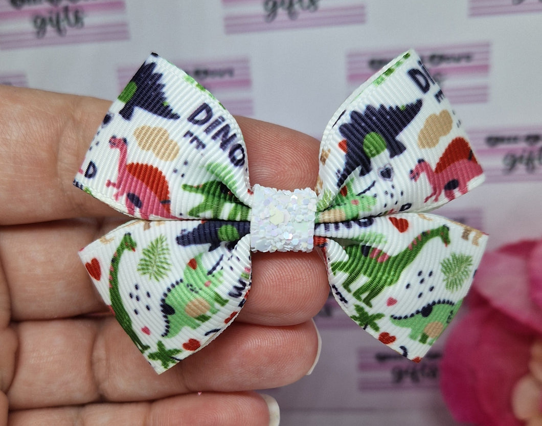 Small dino rawr ribbon bow