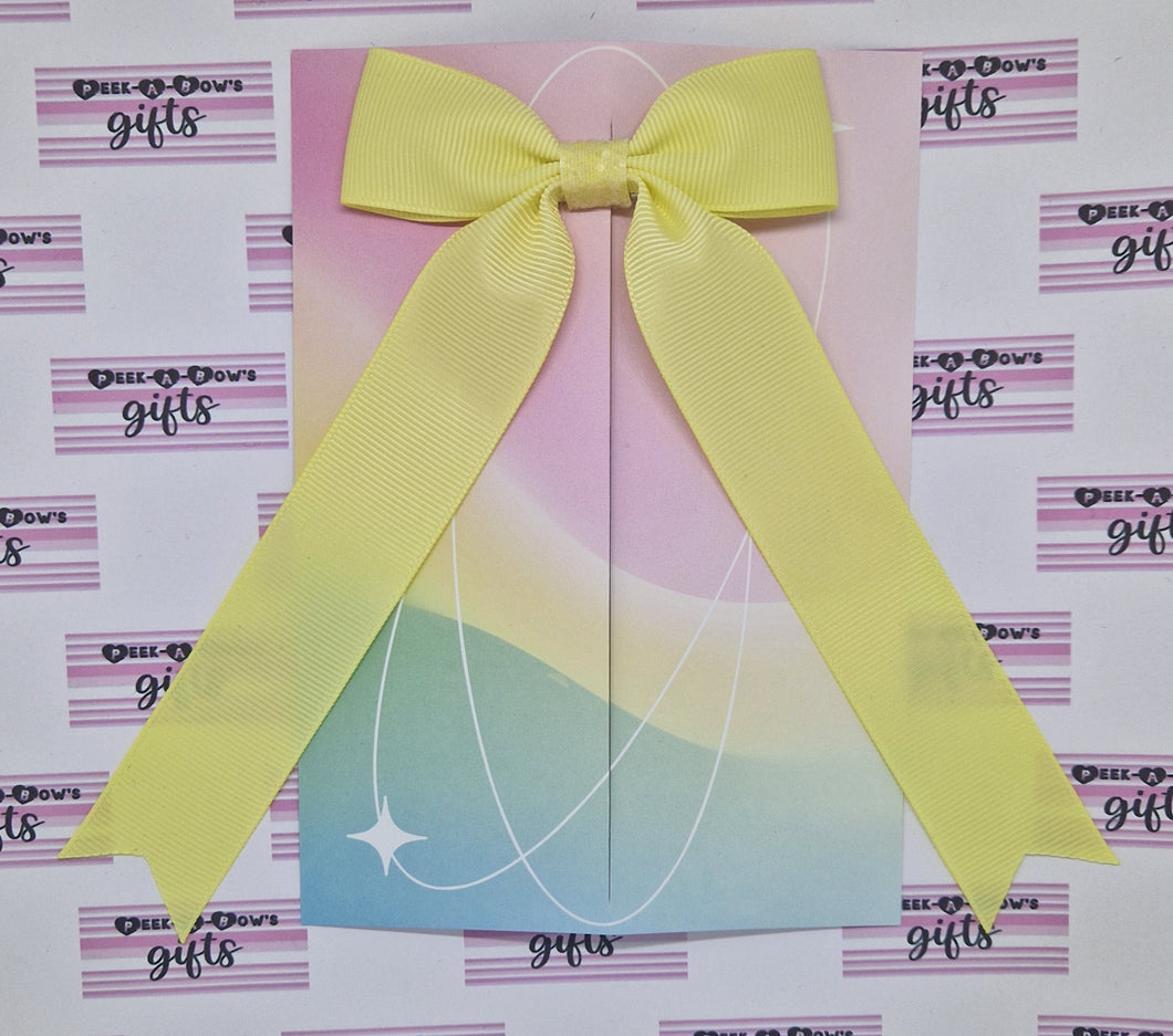 Small lemon long tails ribbon bow