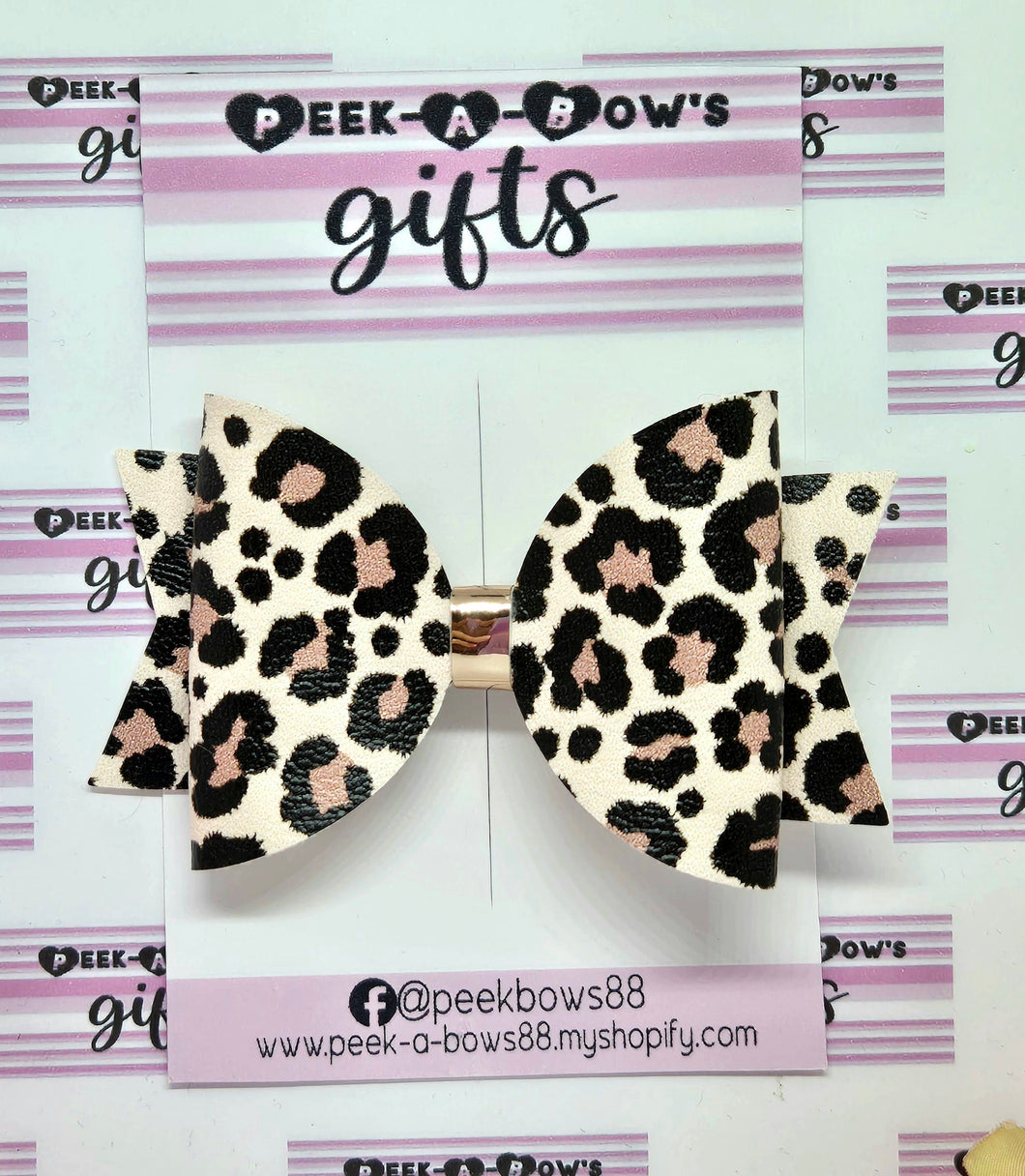 Nude leopard print bow