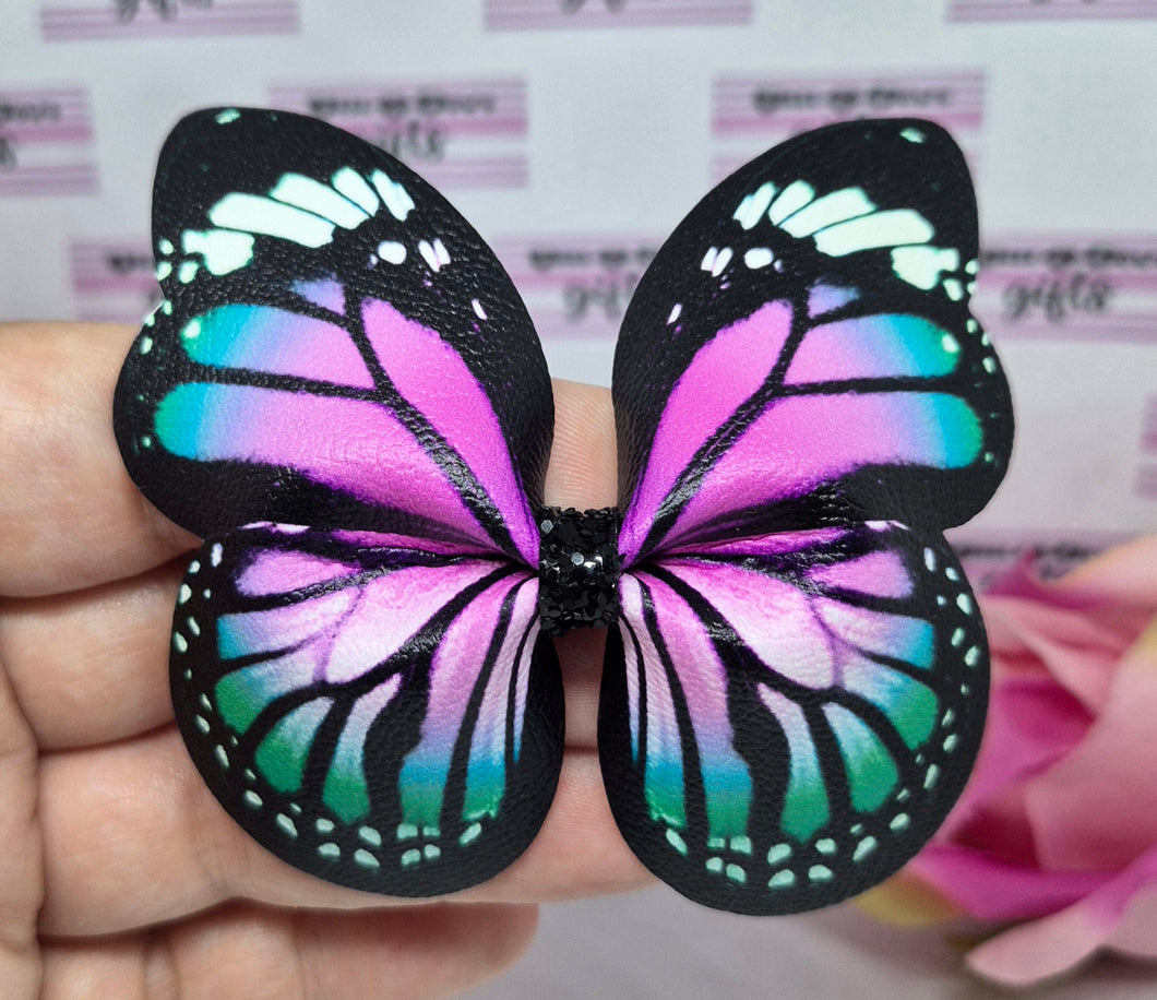 Pink/green pinch butterfly bow