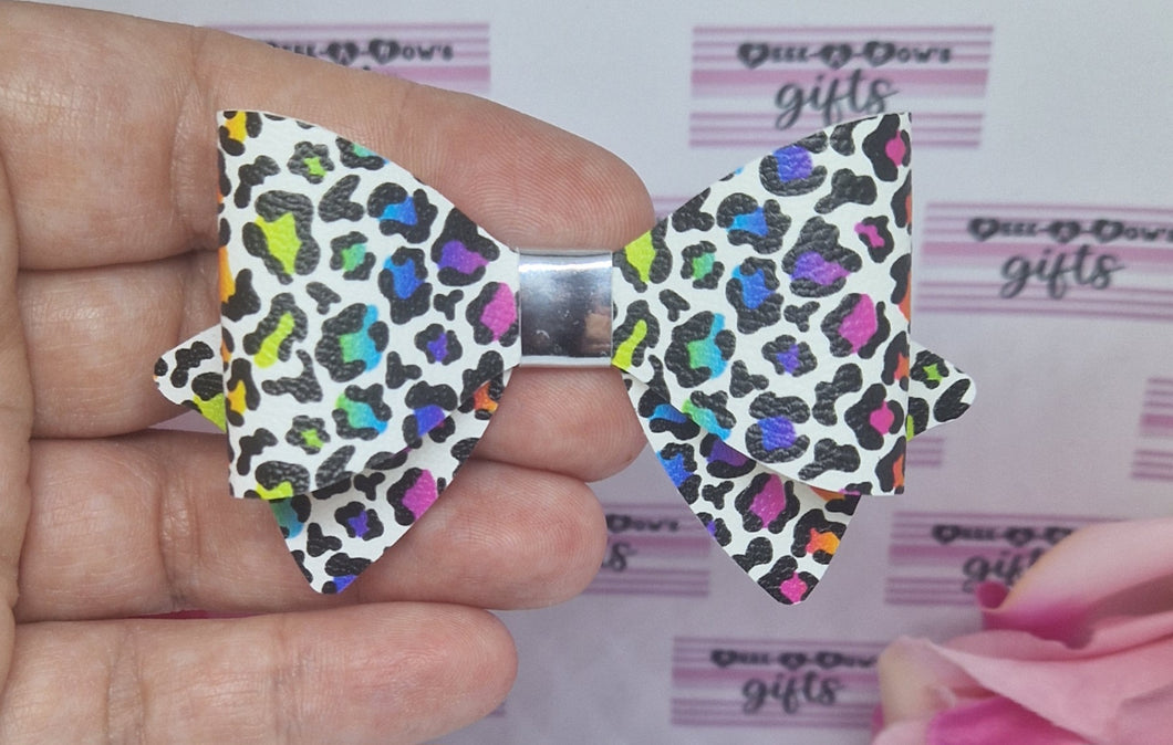 Rainbow leopard print party bow