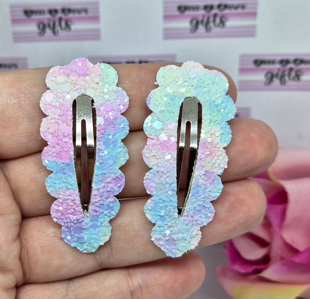 Tie dye glitter snap clip