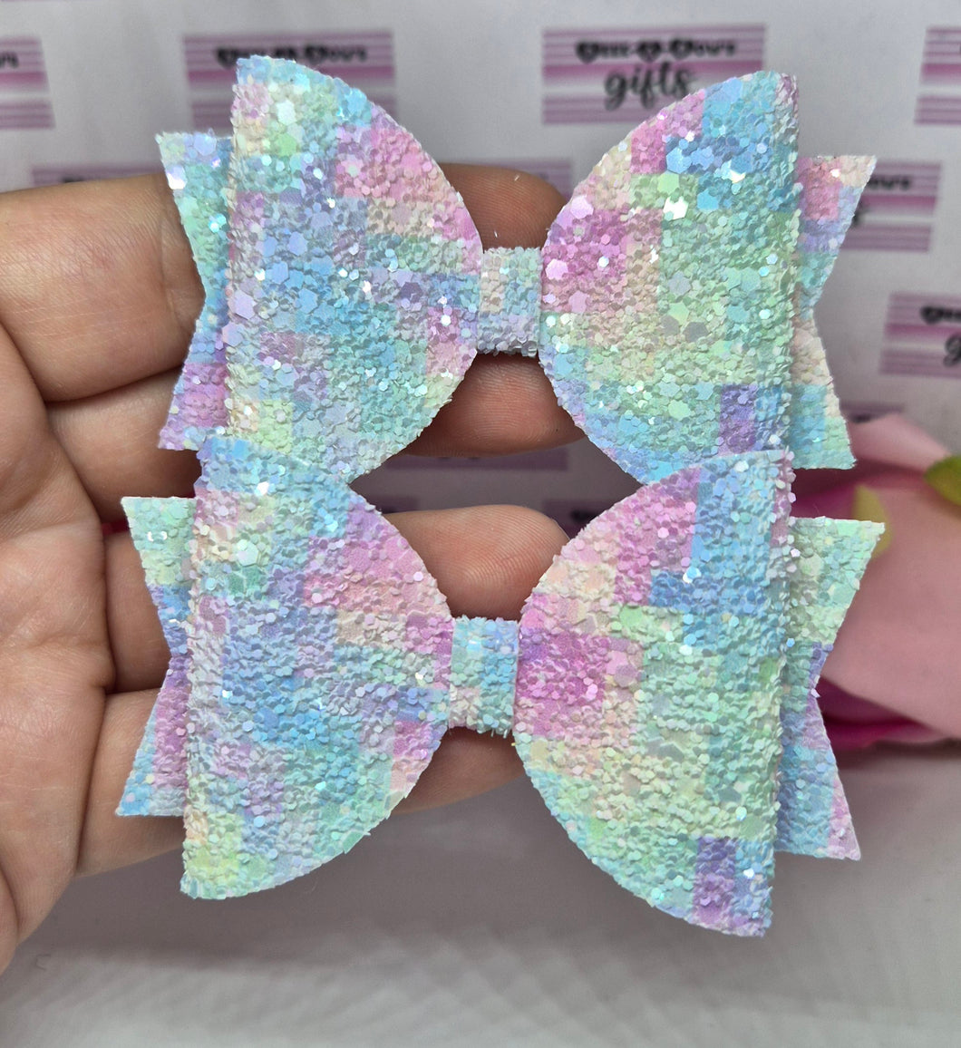 Tie dye glitter bow