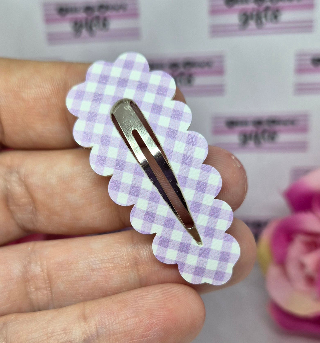 Lilac gingham snap clip